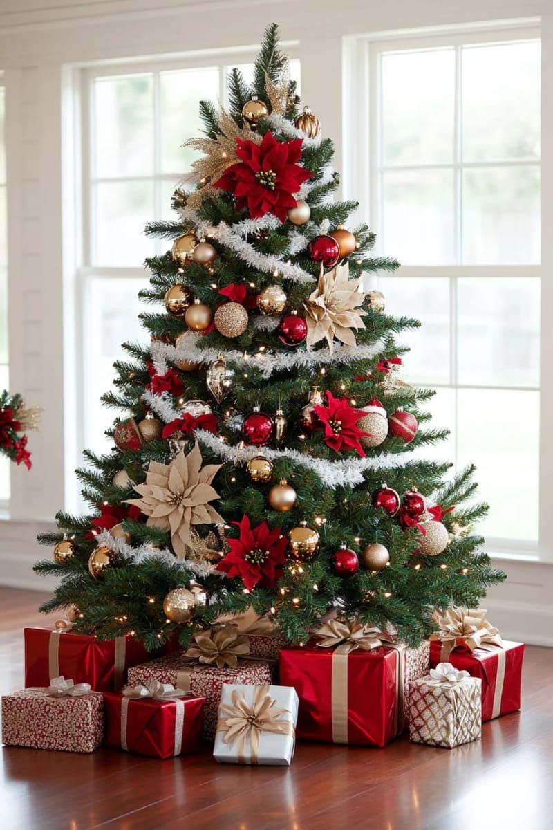 18. Red and gold ornaments on a stately fir tree - photo 2