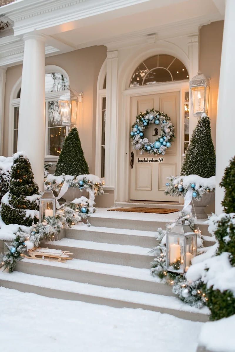 13. Snowy Landscape Display with Flocked Garland - photo 2