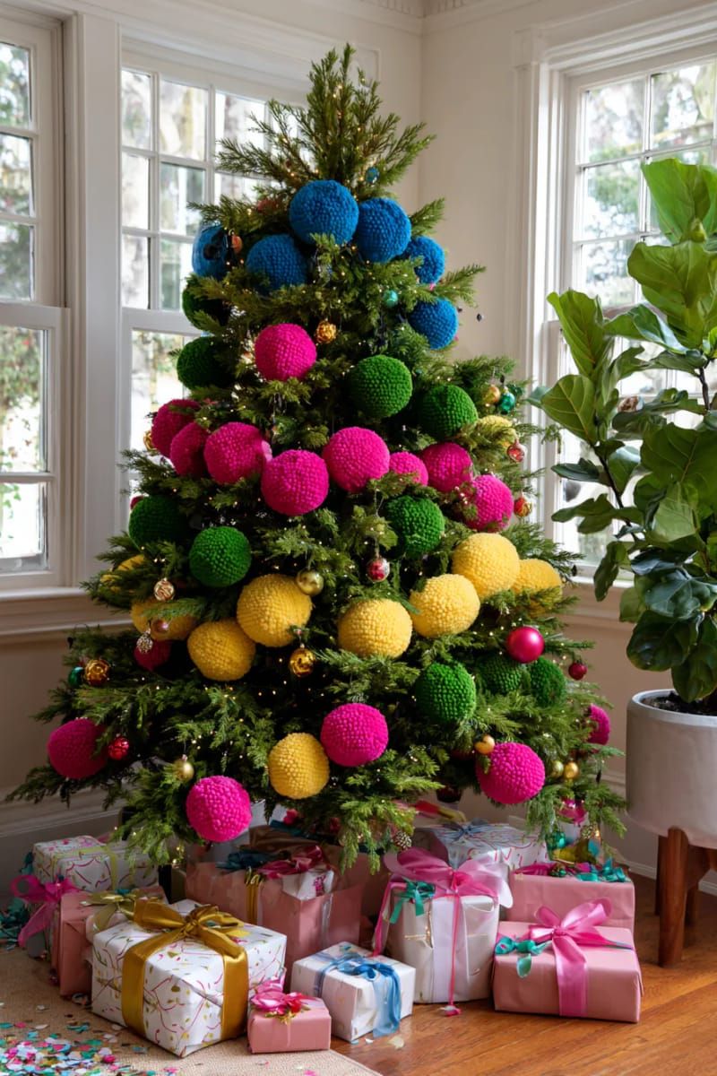 6. Color-Blocked Tree in Blue Pink Yellow Green - photo 2