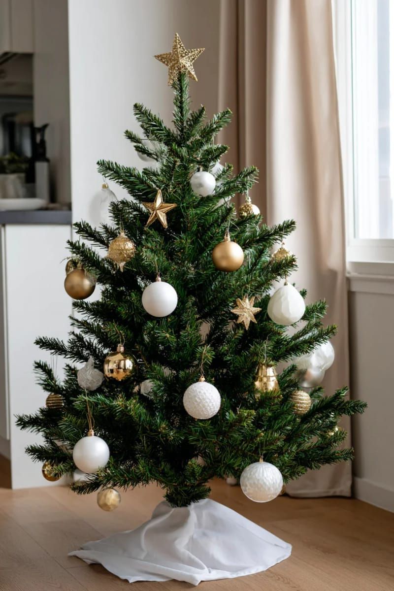 26. White And Gold Ornaments On A Simple Tree - photo 3