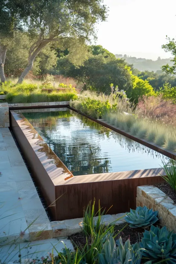 Minimalist Above-Ground Pool with Standout Views