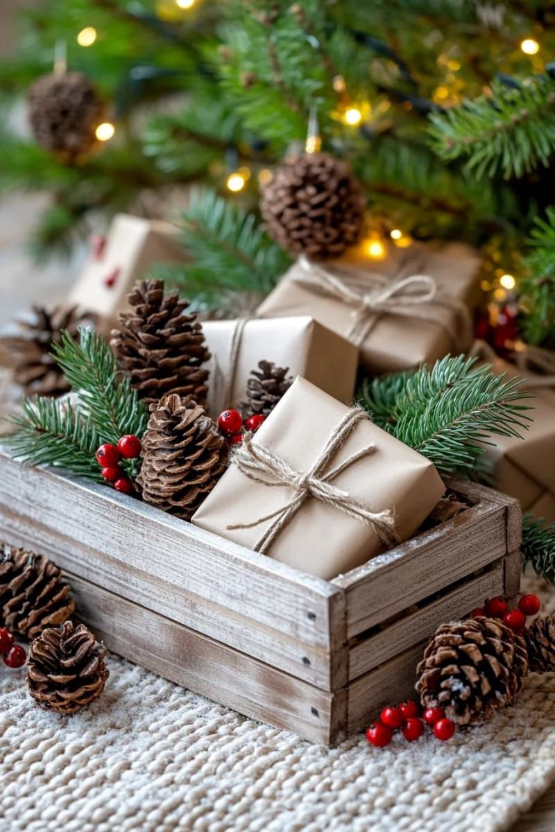 24. Wooden Gift Box Under The Tree