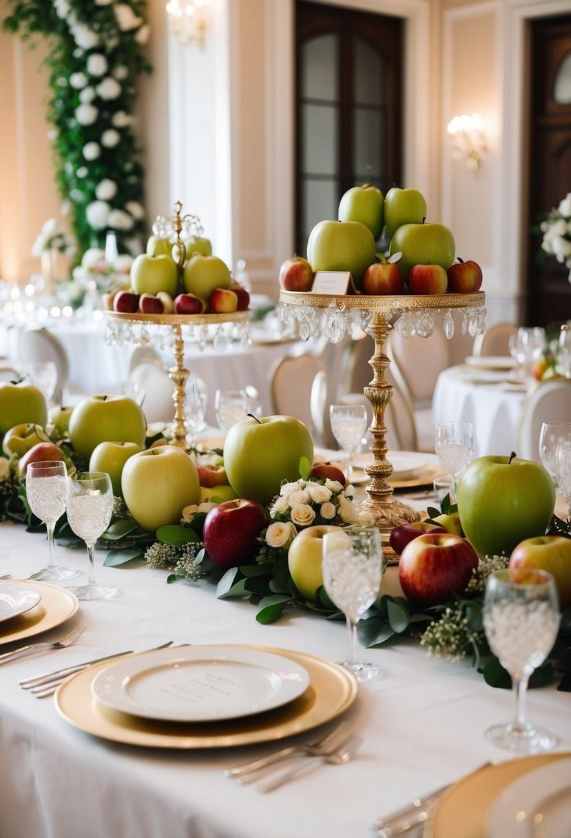 4) Apple-Themed Table Displays