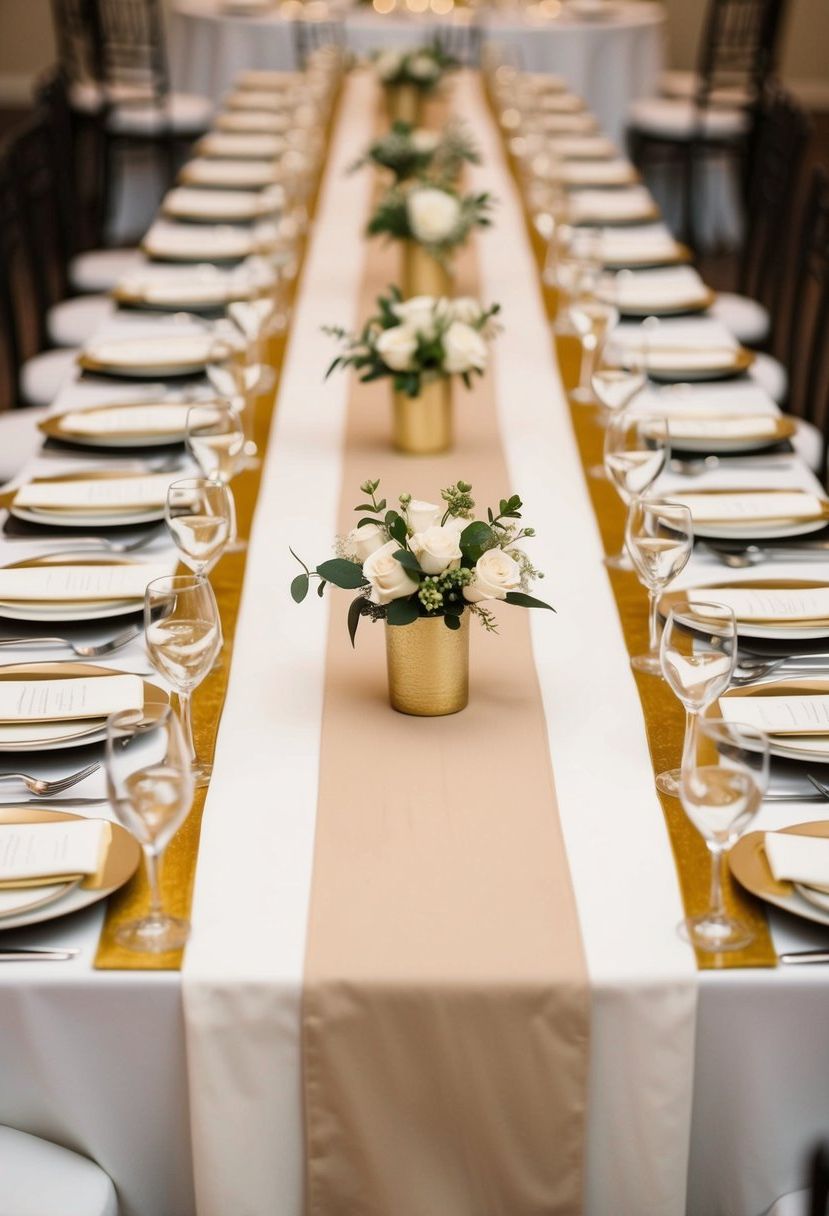 3) Beige and Gold Table Runners
