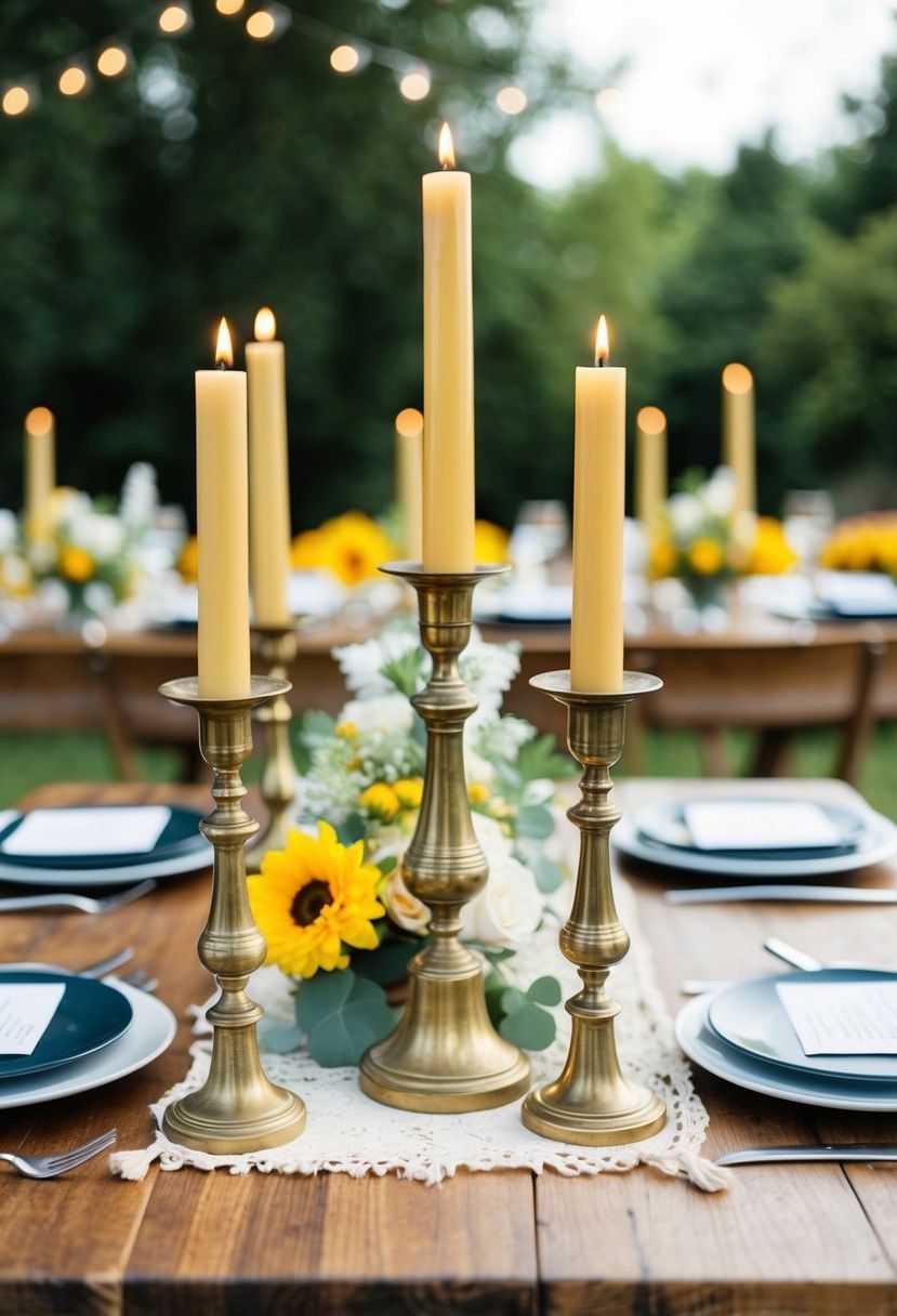 2) Vintage Brass Candlestick Decor
