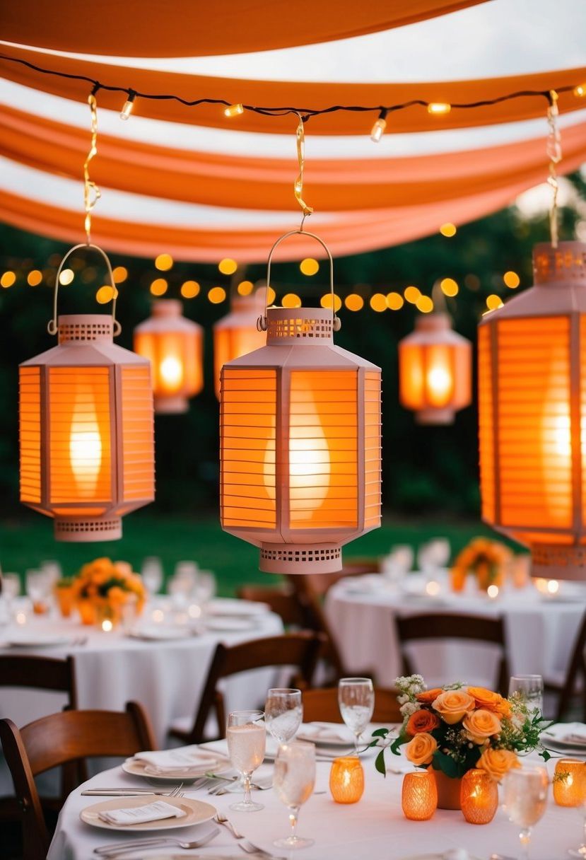 6) Hanging Lanterns in Apricot Tones