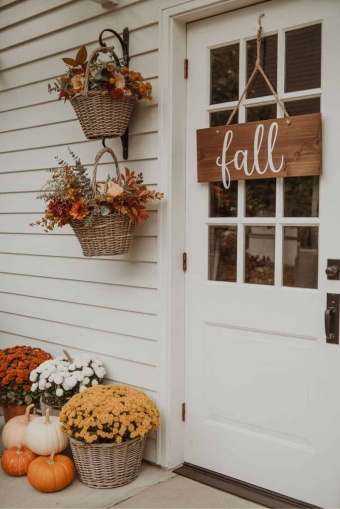 1. Welcoming Fall with Hanging Baskets