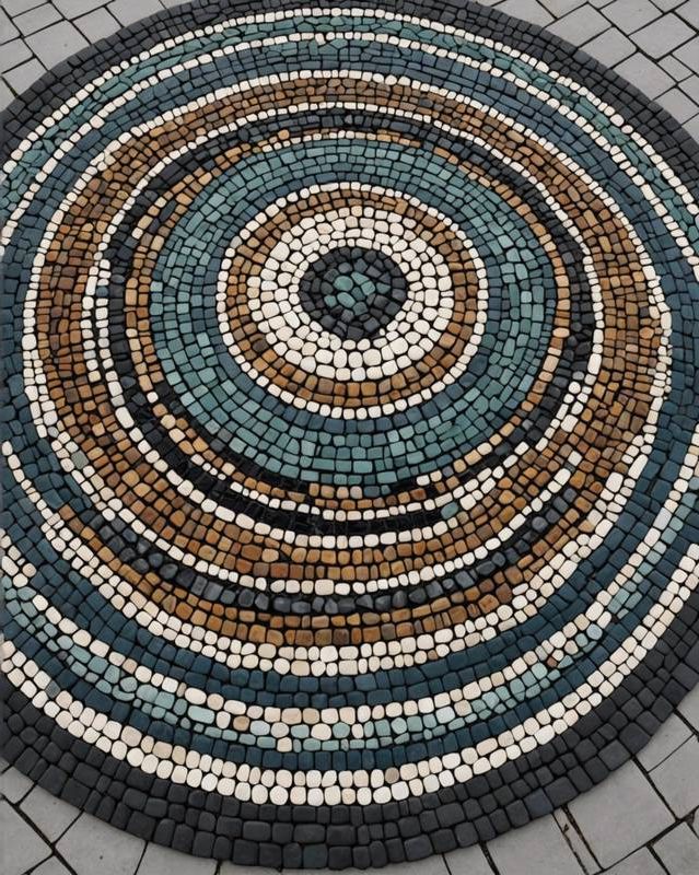 Pebble Mosaic Patio with Intricate Patterns