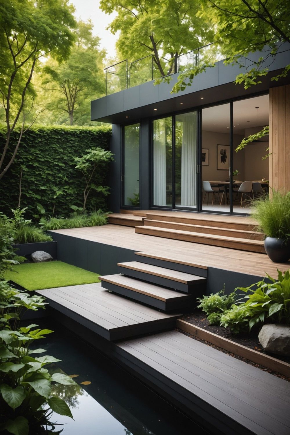 Cantilevered Steps With a Floating Deck