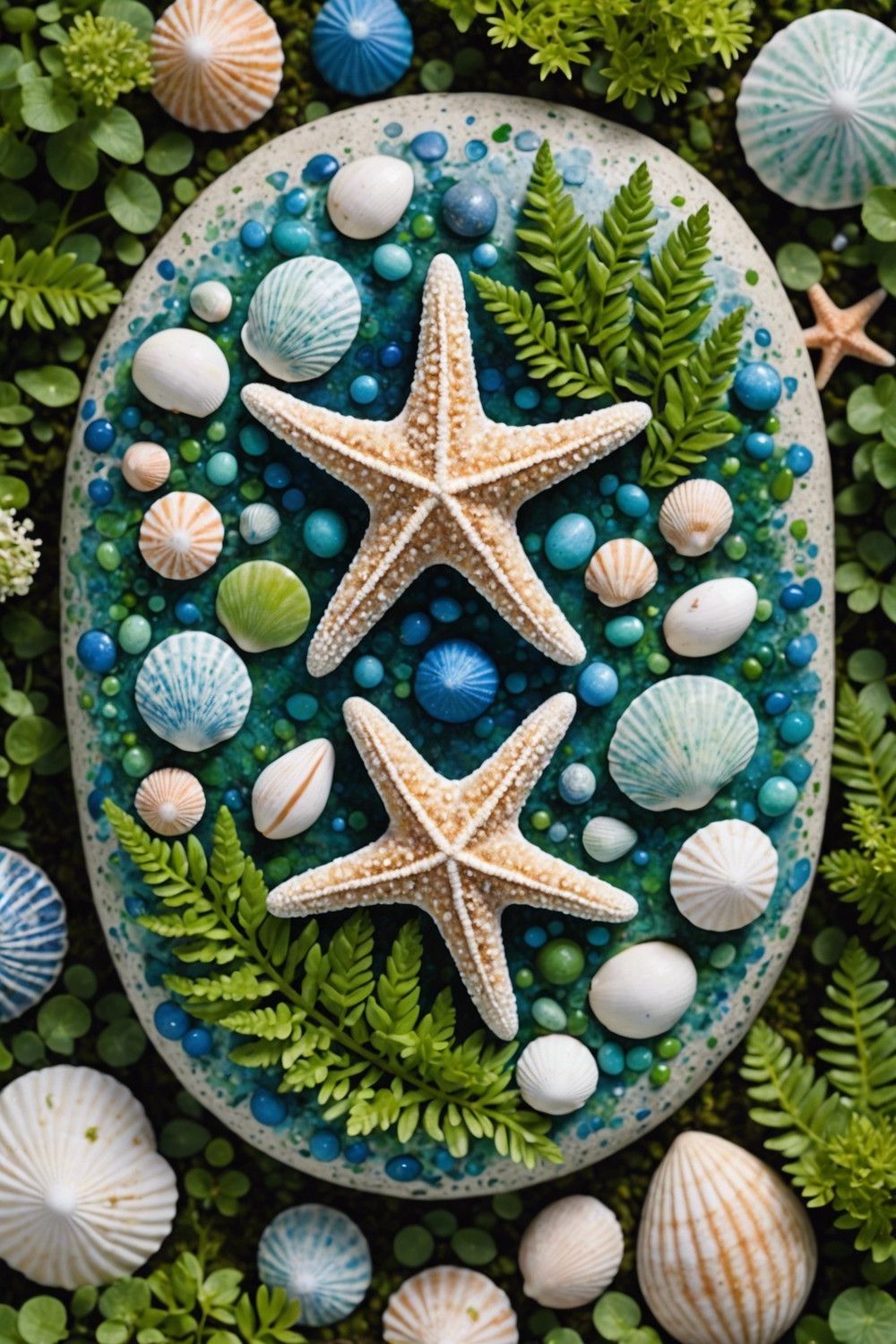 Shell-Covered Sea-Inspired Rock Art