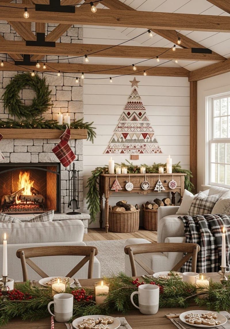 20. Nordic-style geometric Christmas tree wall art - photo 2