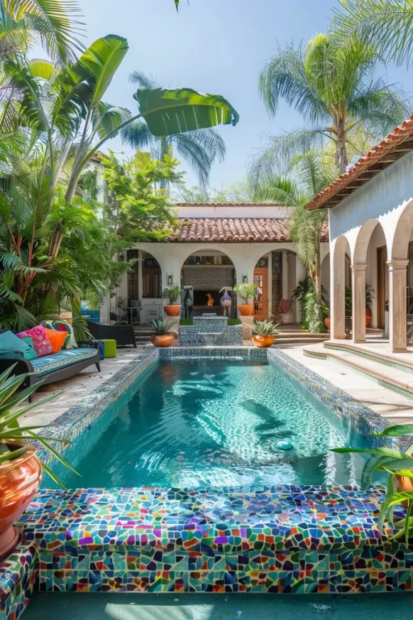 Colorful Poolside Landscaping Ideas