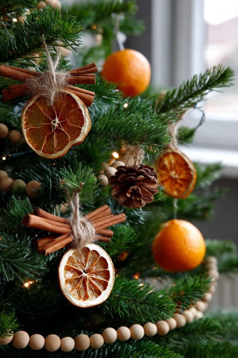 11. Dried orange slices and cinnamon sticks for natural scent