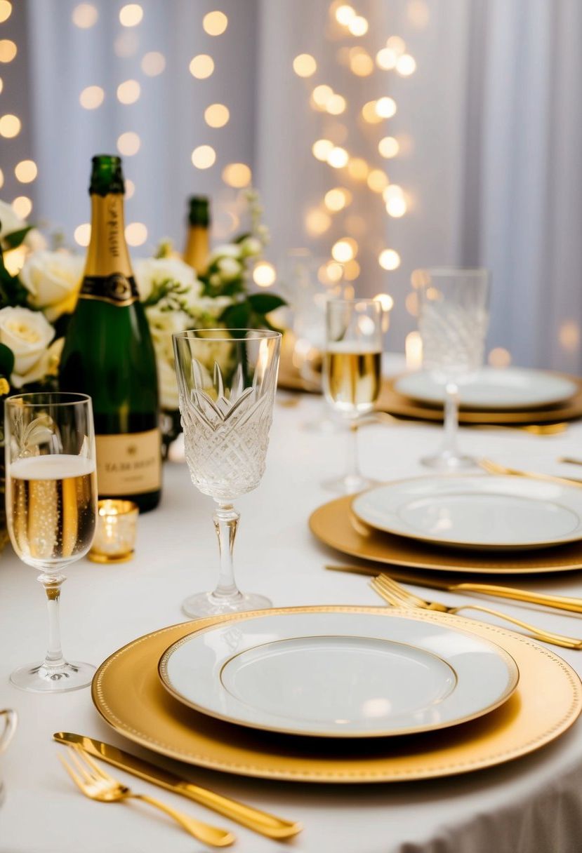 8) Champagne and gold flatware