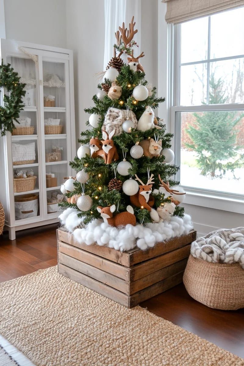 14. Rustic branch tree with woodland felt creatures - photo 2