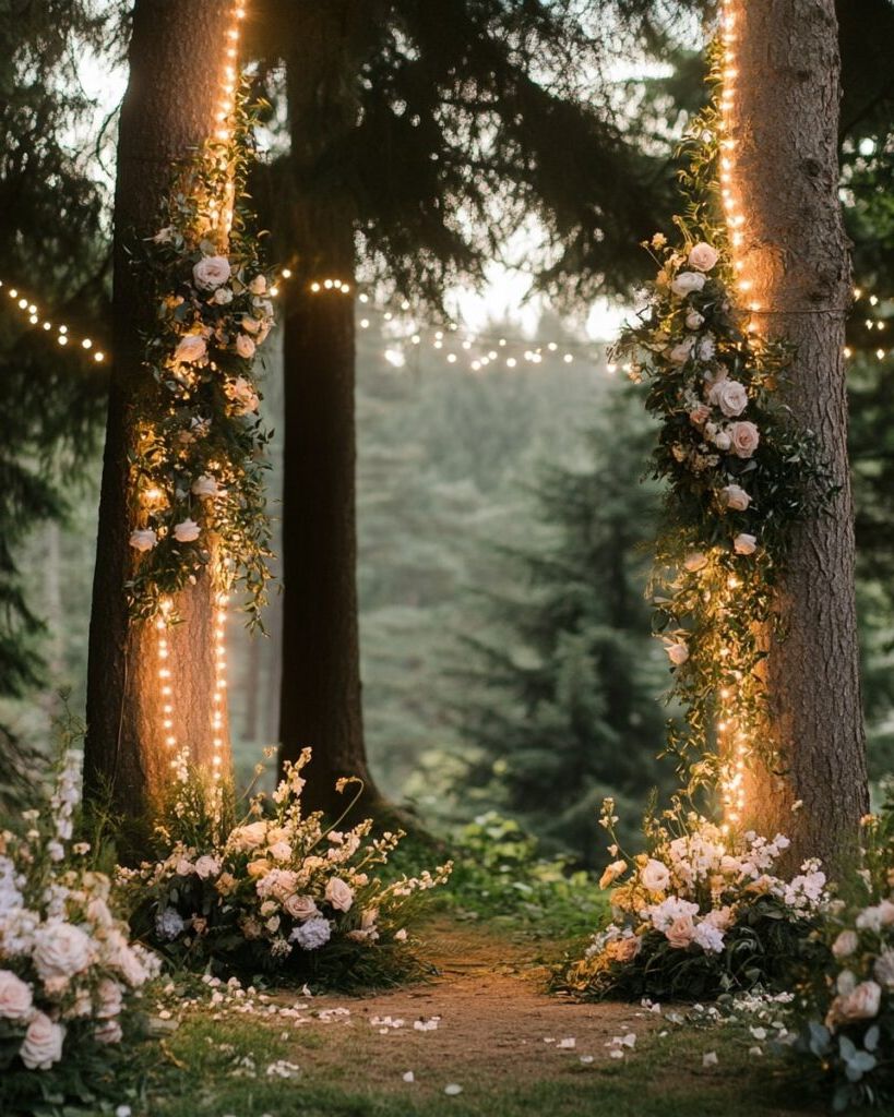 1. Twinkling Lights and Romantic Florals