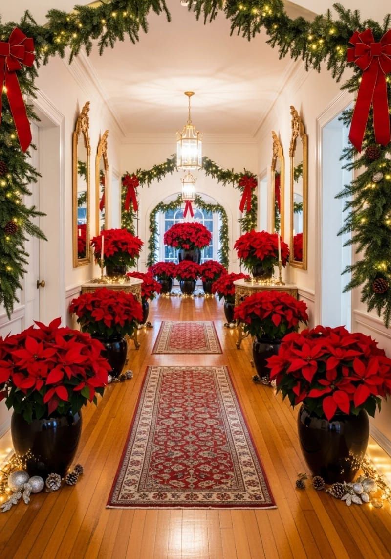 10. Glossy Potted Poinsettias Along the Hallway - photo 3