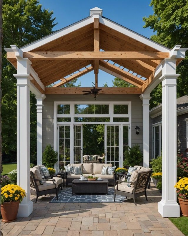 Gable Pergola With Sliding Glass Doors