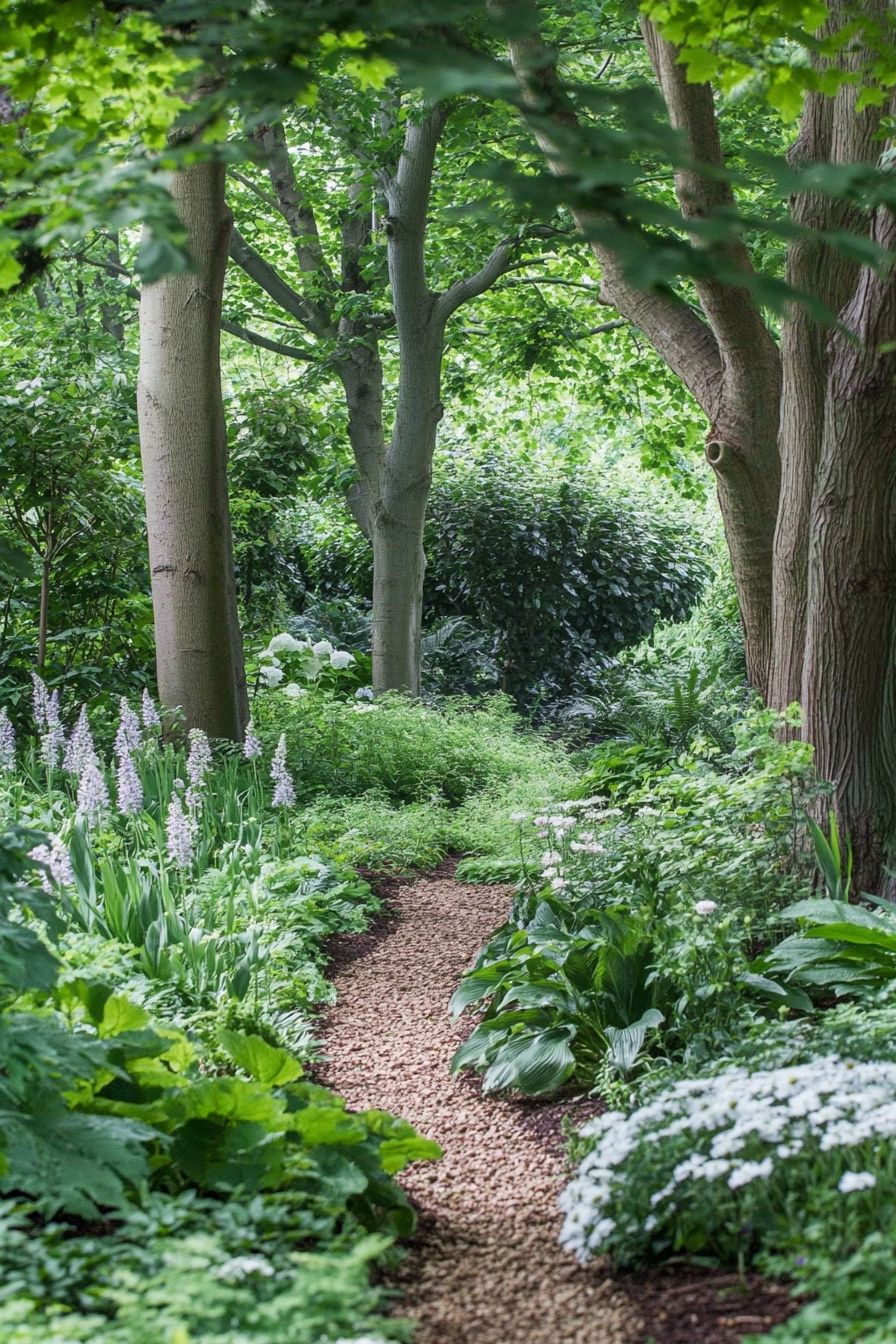 13. Walk a Gravel Path Through Green Landscaping