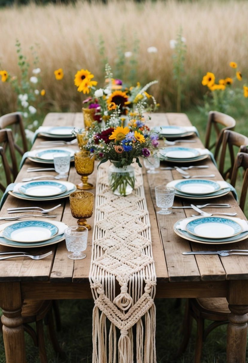 10) Boho Macramé Table Runners