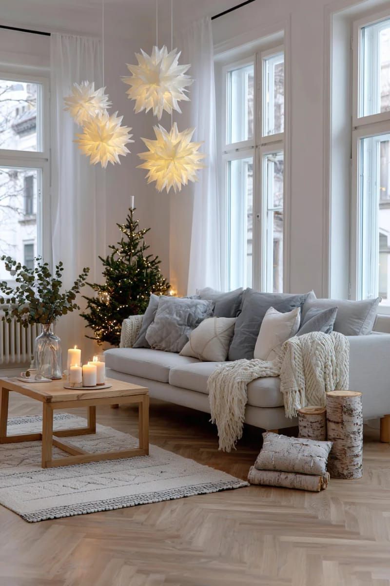 6. Scandinavian Paper Star Lanterns At Varying Heights - photo 2