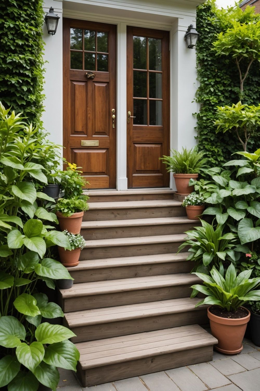 Wooden Steps With a Built-In Bench Seat