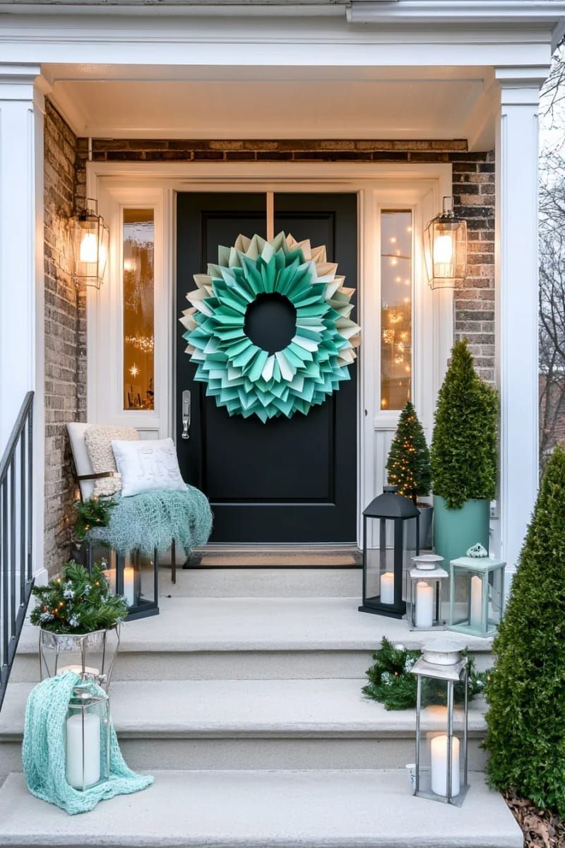 9. Modern Origami Tree Wreath in Ombre Tones