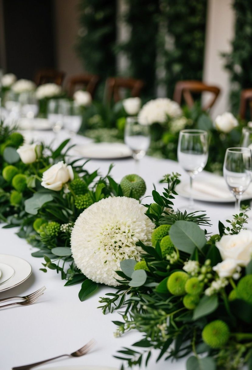 5) Greenery Centerpieces With Textured Bouquets