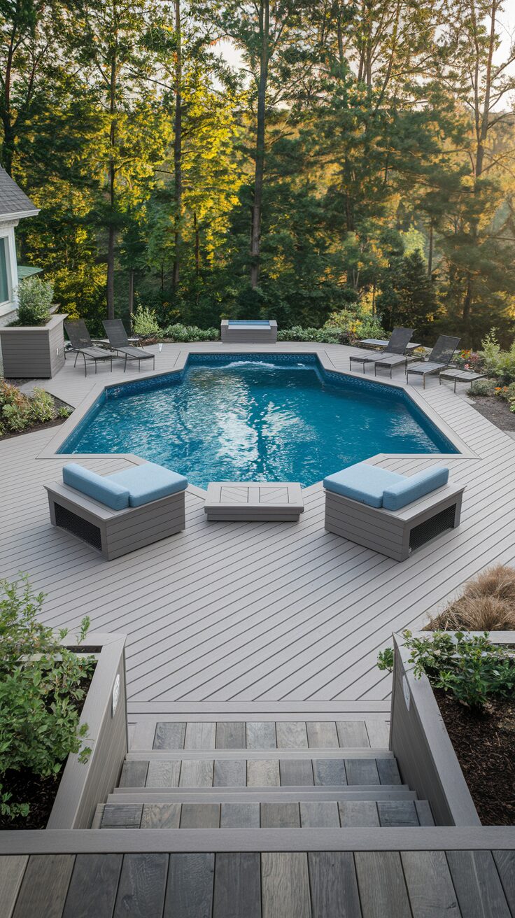 Built-In Seating for Above-Ground Pool Decks