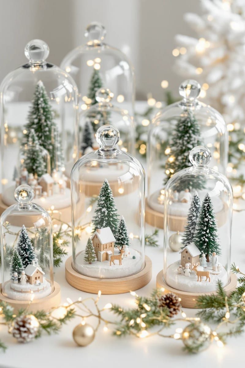 23. Glass Cloche Domes With Tiny Snowy Scenes