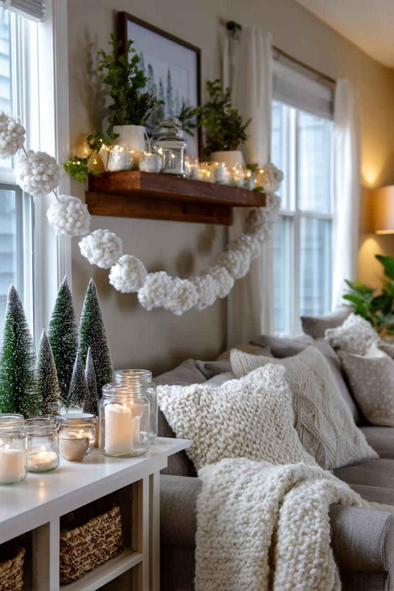 5. Cotton Ball Snow Garland for Walls - photo 2
