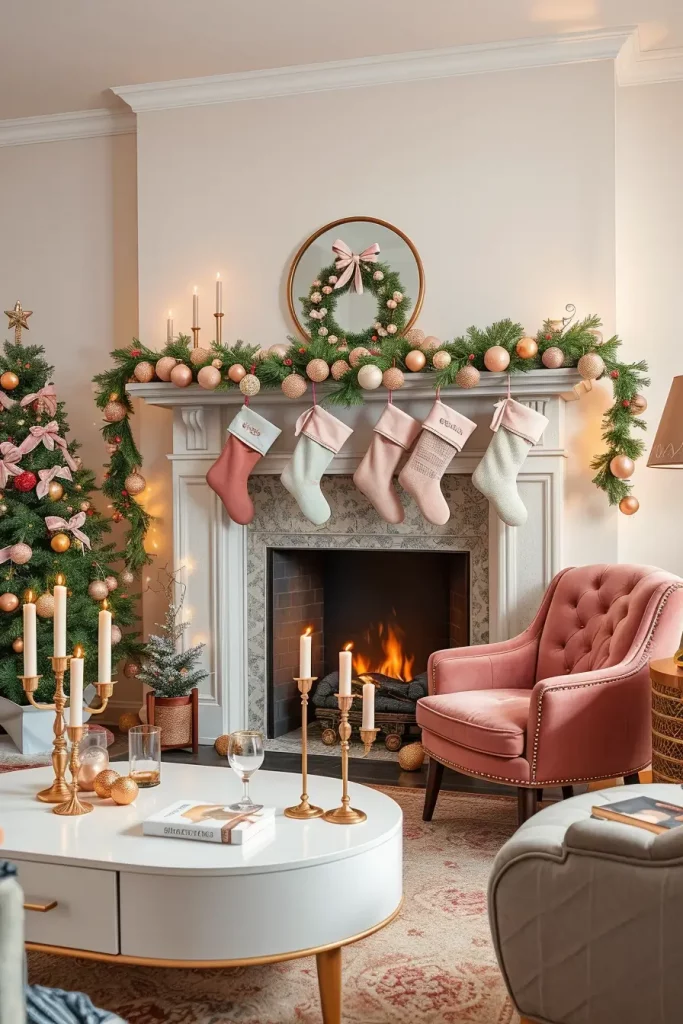 Festive Pink Fireplace Decor with a Whimsical Twist - photo 2