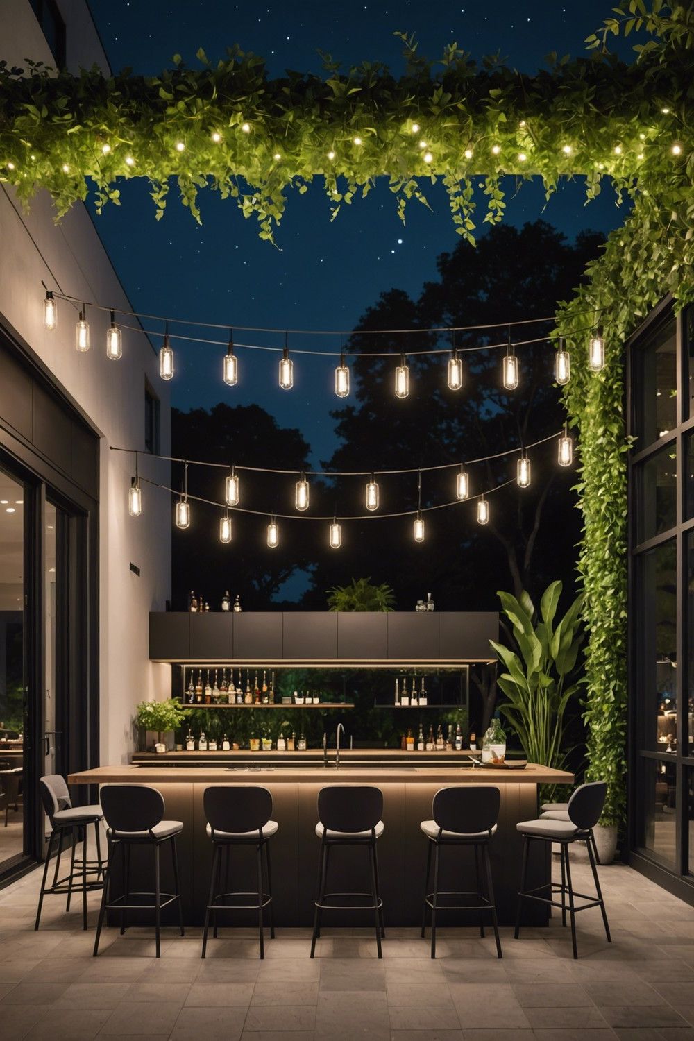 Glass Pendant Lights in a Straight Row