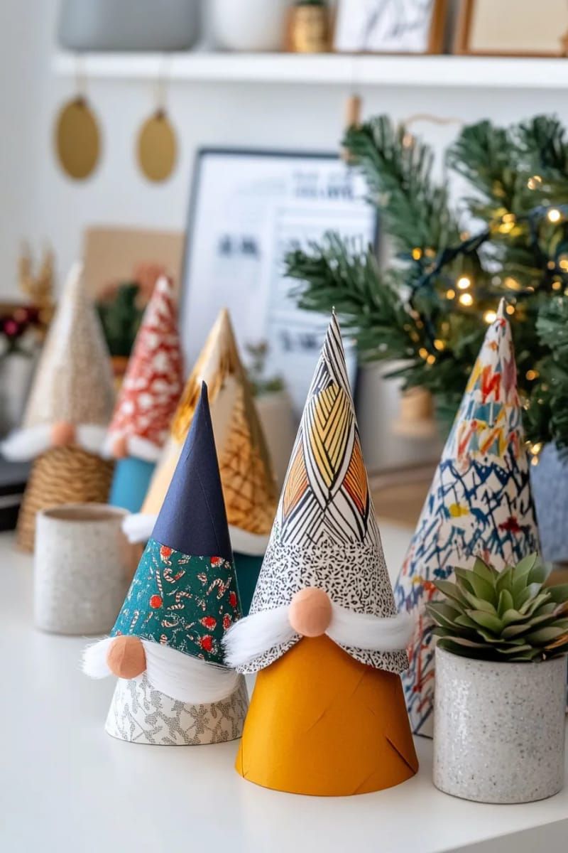 20. Paper Cone Christmas Gnomes for Office Desks - photo 2