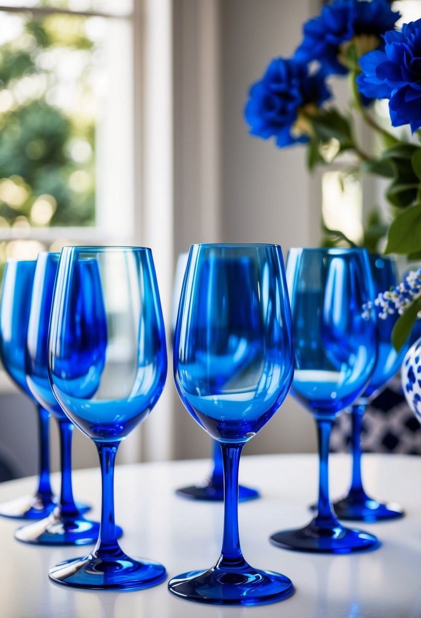 13) Elegant blue wine goblets