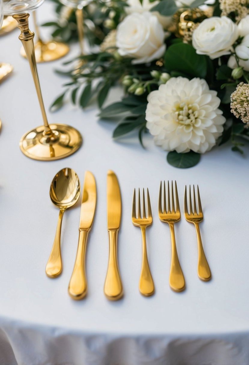 3) Gold flatware sets