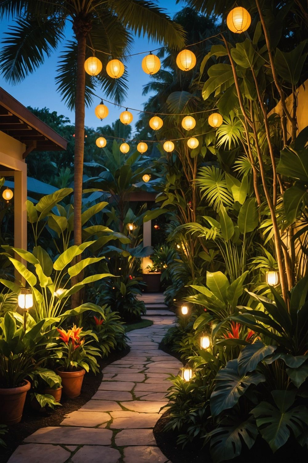 Outdoor Lighting to Highlight Tropical Plants