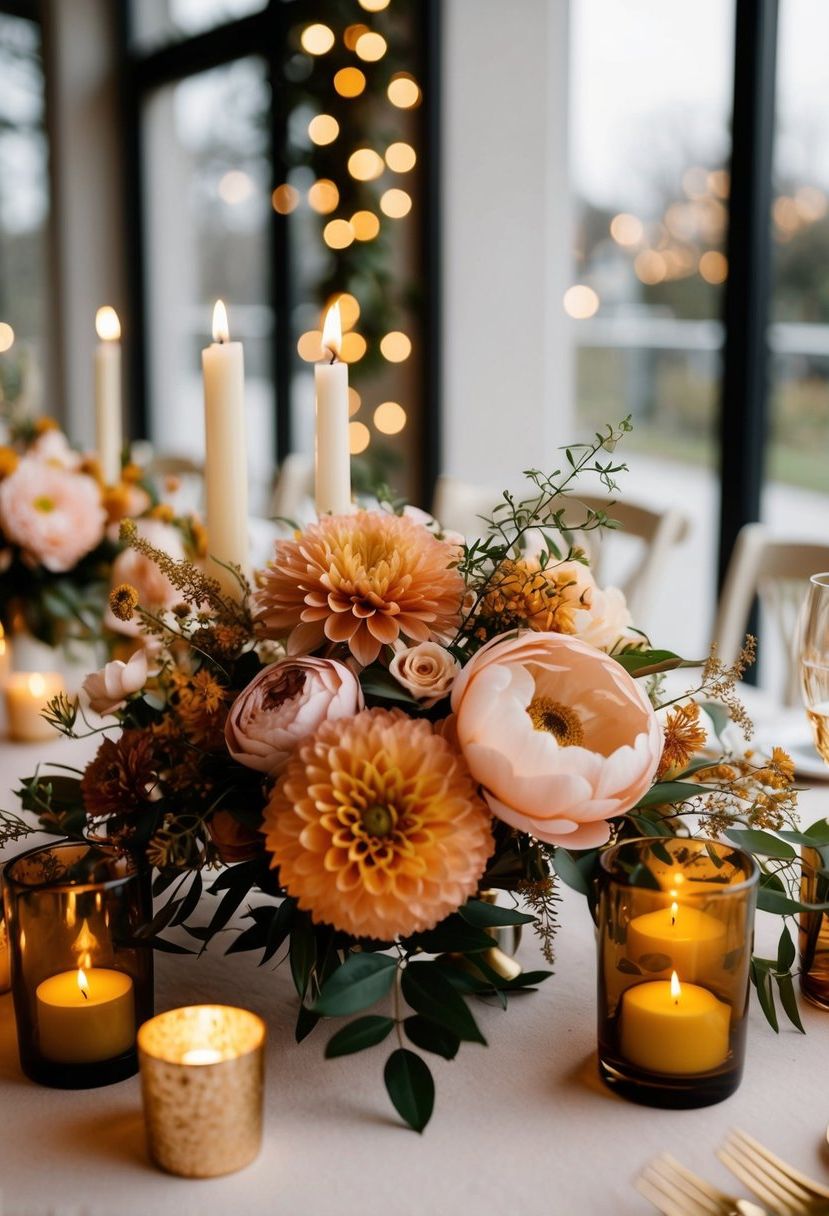 10) Amber and Blush Floral Pairings