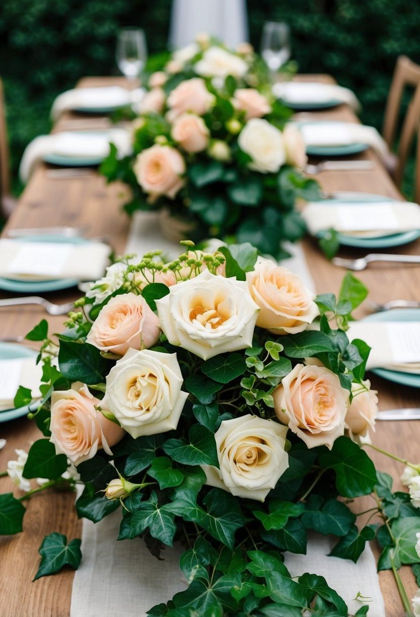 6) Heirloom Garden Roses with Ivy