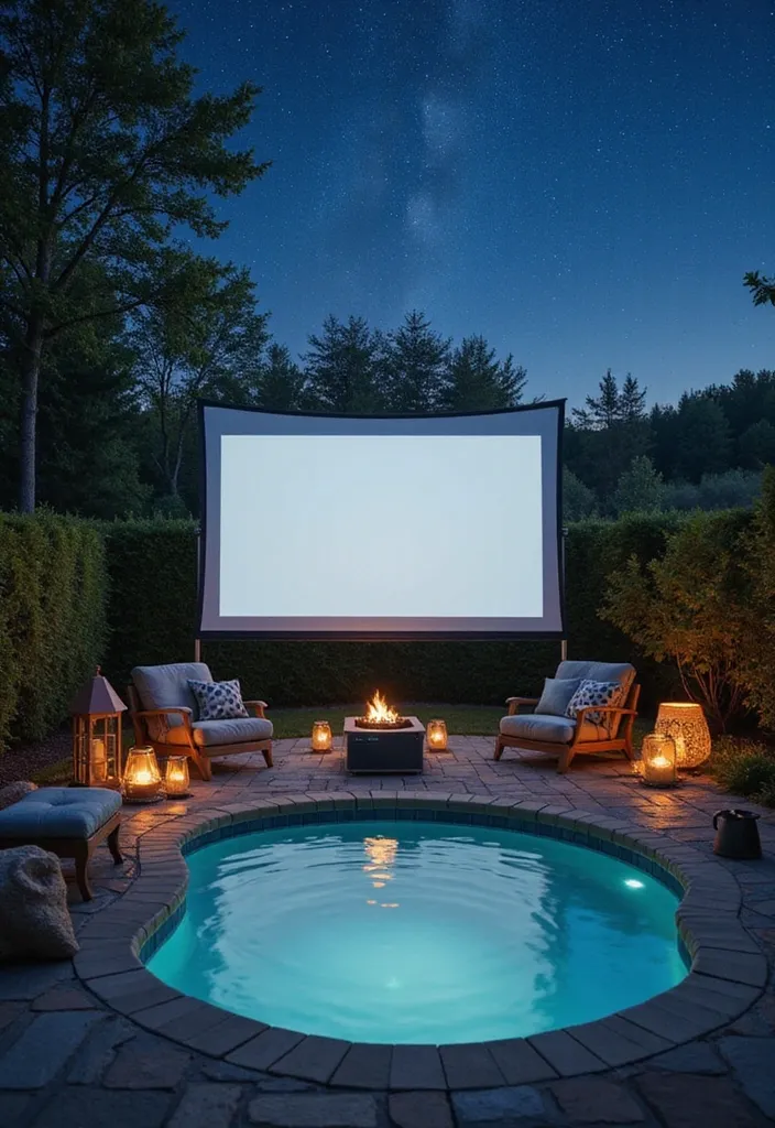 18. Hosting Movie Nights Poolside