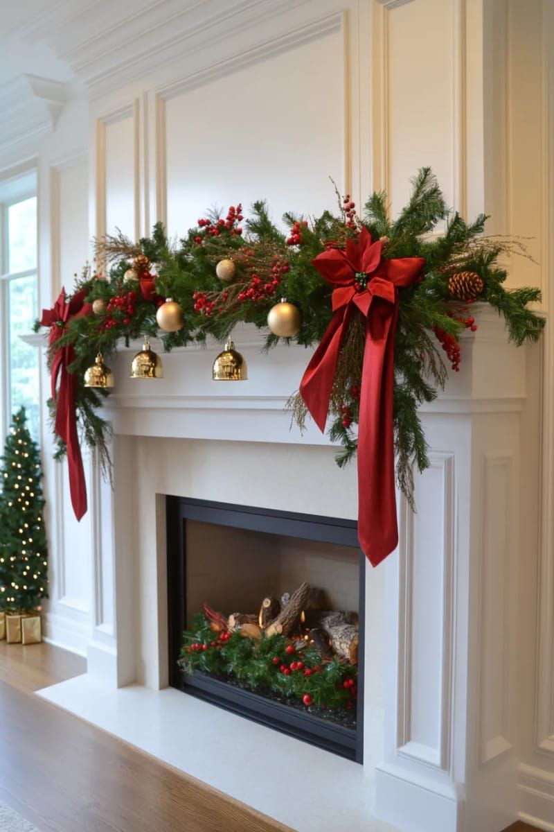1. Velvet Ribbon and Gold Bells on a Mantel - photo 4