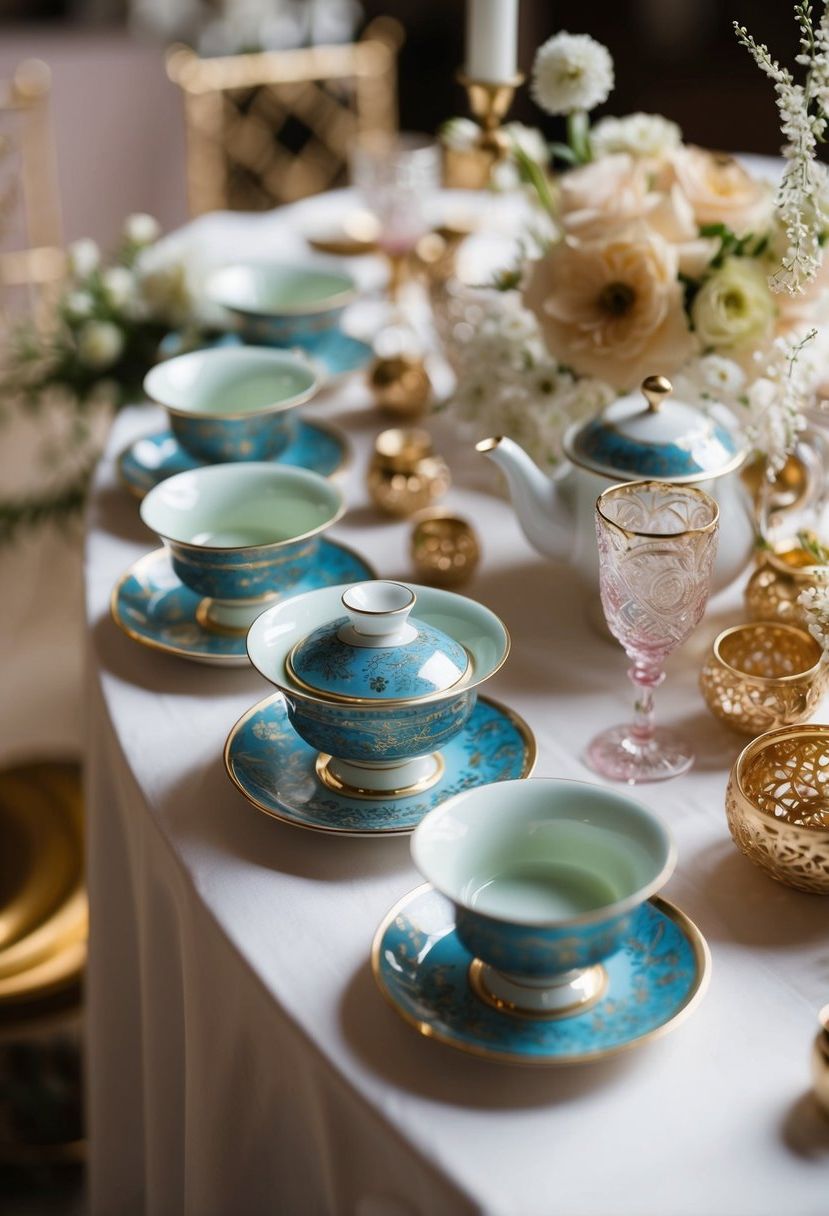 6) Porcelain Tea Sets as Table Decor