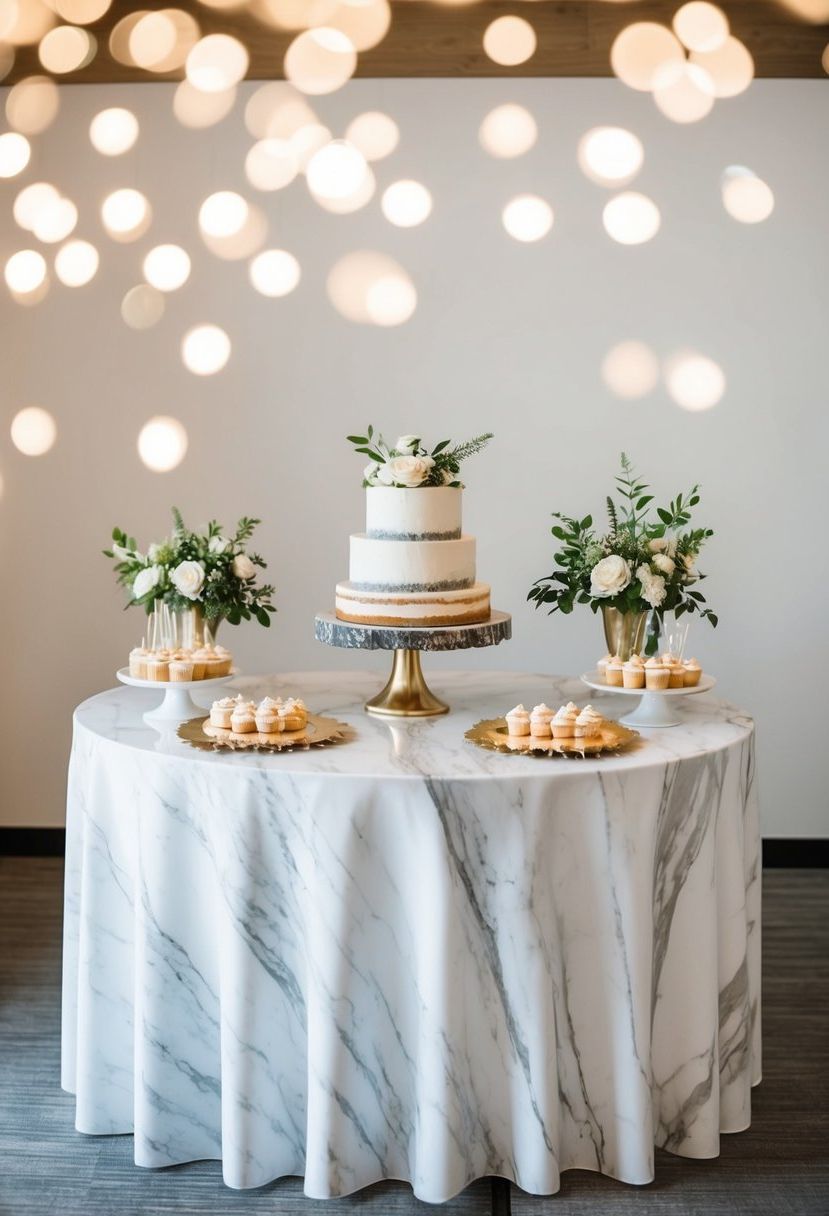 4) Marble slab display for dessert table