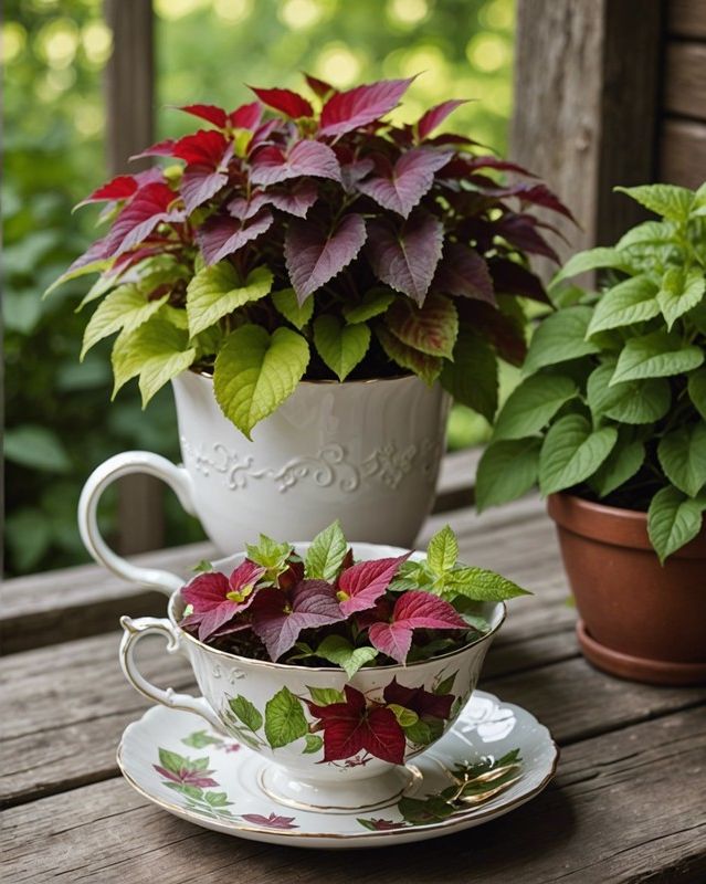 Teacup Coleus Planter Ideas