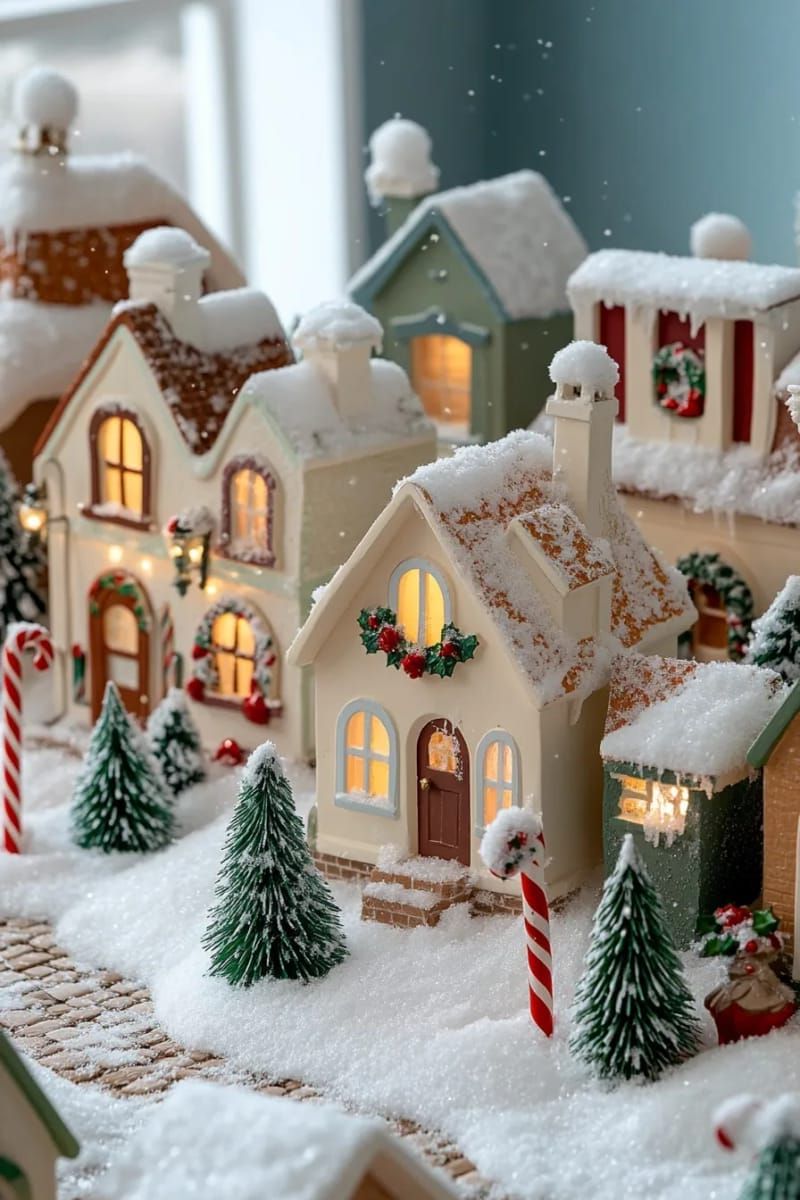 6. Lit Vintage Village Cottages for Holiday Charm - photo 2