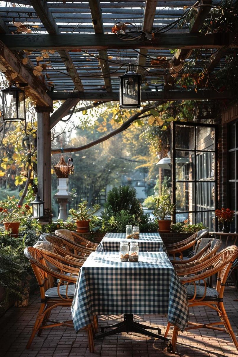 10. Farmhouse Pergola Style with Wicker