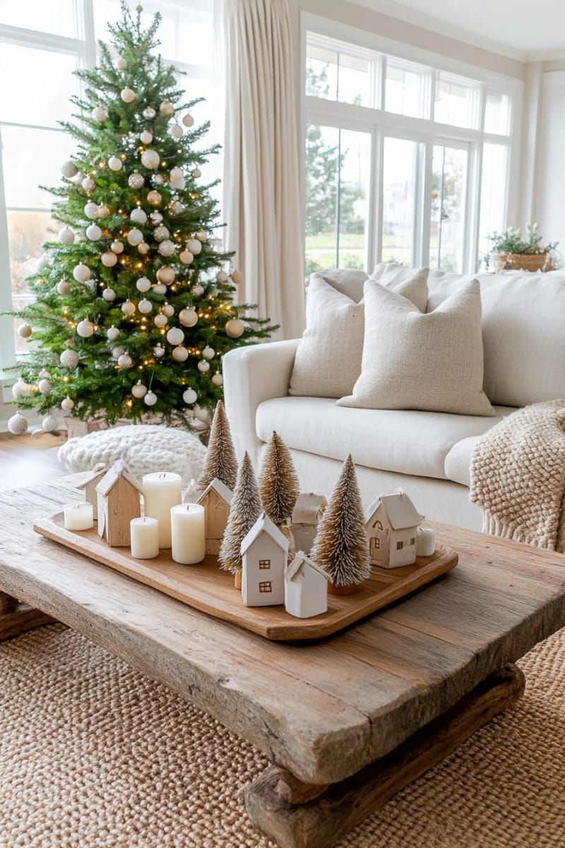 8. Oatmeal and Taupe Bottle Brush Trees