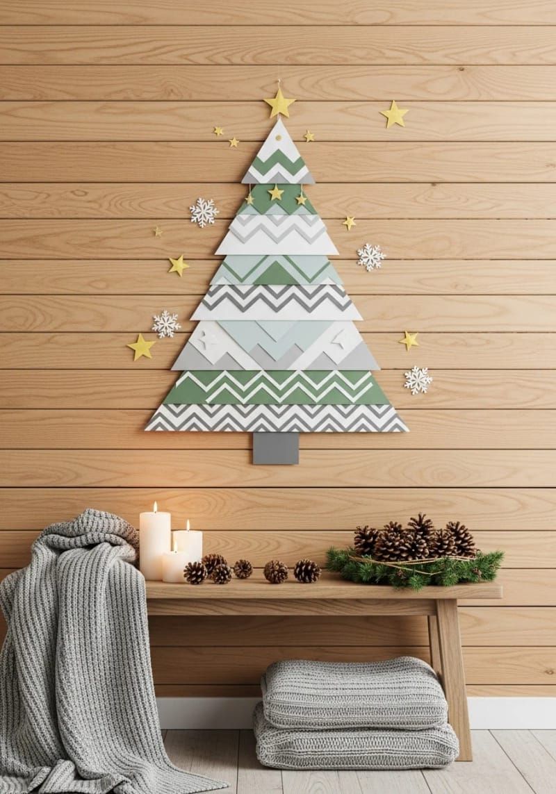 20. Nordic-style geometric Christmas tree wall art - photo 3
