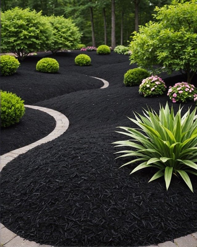 Modern Landscape Using Black Mulch