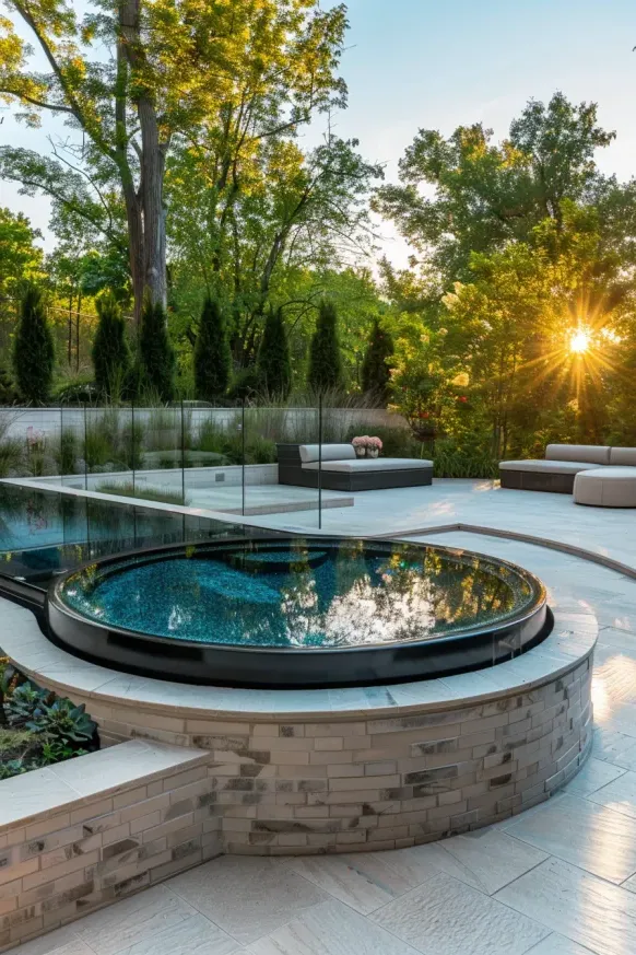 Garden-Surrounded Above Ground Pool